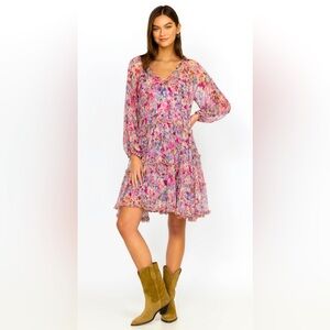 Johnny Was Jade Skylar Mini Dress with floral slip. Never Worn!